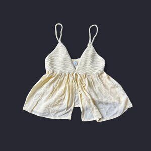 Cream crochet top with tie front #crochet #tiefront  Size small Garage